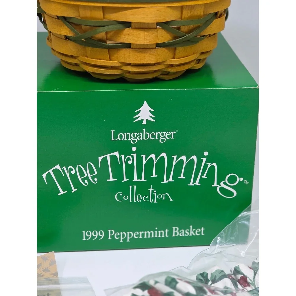 VTG Longaberger Peppermint‎ Basket Yellow 1999 Tree Trimming Collection Holiday